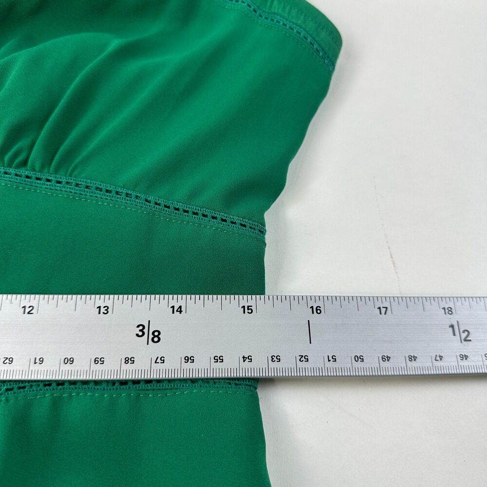Maeve Anthropologie Pindot Della Ruffle Dress sz M in Kelly Green V Neck Retro - Picture 9 of 13